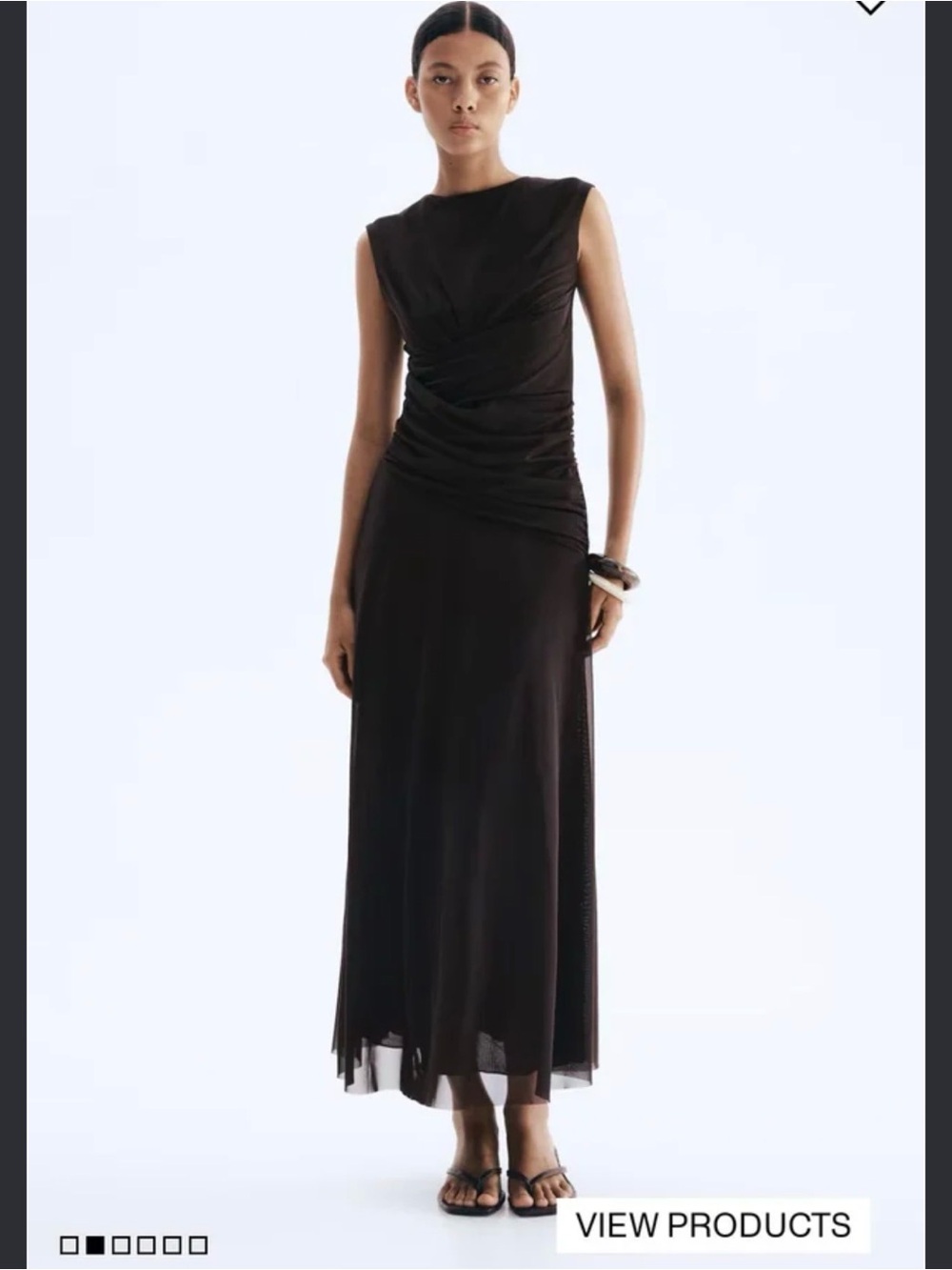 Espresso DRAPED MESH DRESS size M